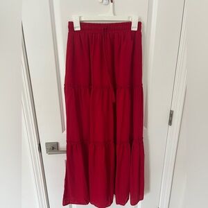 Red Tiered Maxi Skirt
